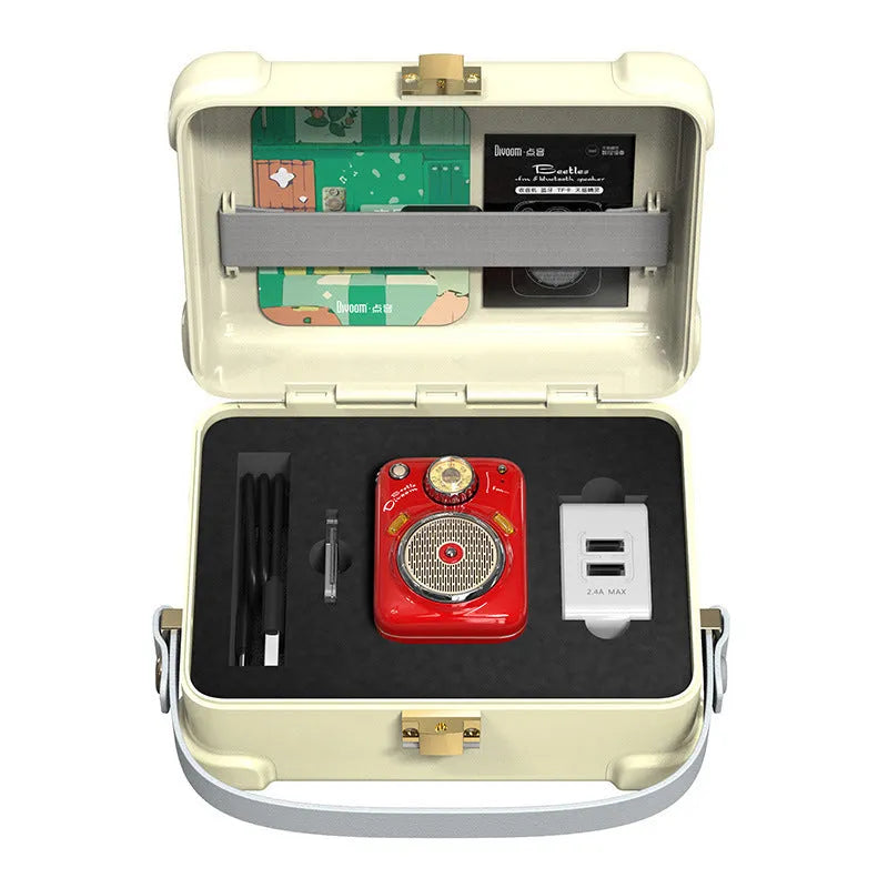 Compact green smart Bluetooth speaker with FM radio function showing front speaker grill and control buttons