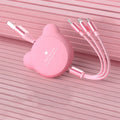 Telescopic bear-shaped cable holder extended to 1.2 metres with three USB charging cables