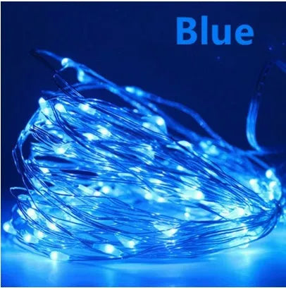 1M copper wire LED string light with 100 beads, battery or USB power, in Multicolor, Pink, Purple, Warm White or White