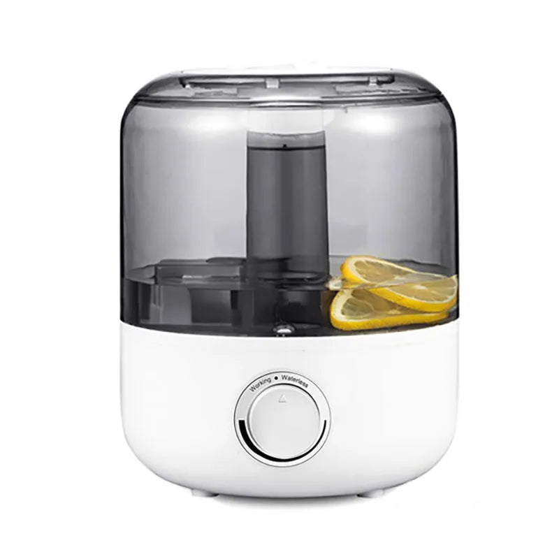White or black ultrasonic humidifier with 3-litre tank and mechanical controls.
