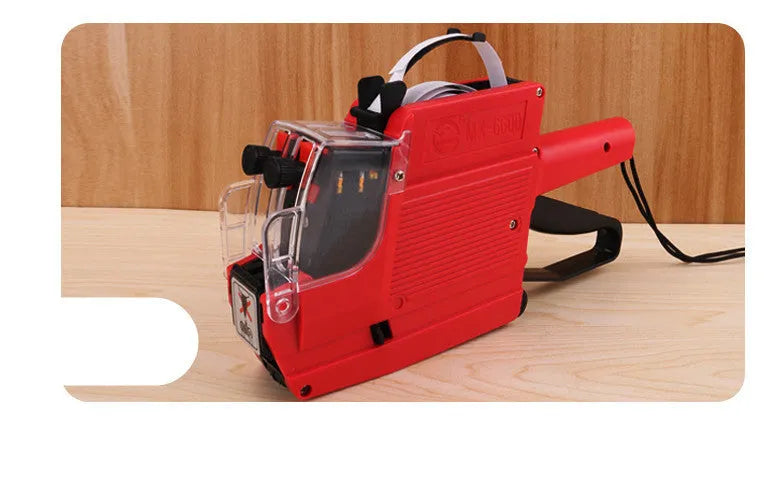 Manual price coding machine in blue, red, or yellow colour with ink roller and paper rolls