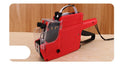 Manual price coding machine in blue, red, or yellow colour with ink roller and paper rolls