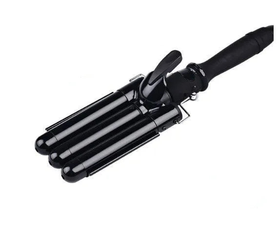 Horse Brand small corrugated three-tube electric curling iron 20mm-32mm barrel Black pink with UK plug