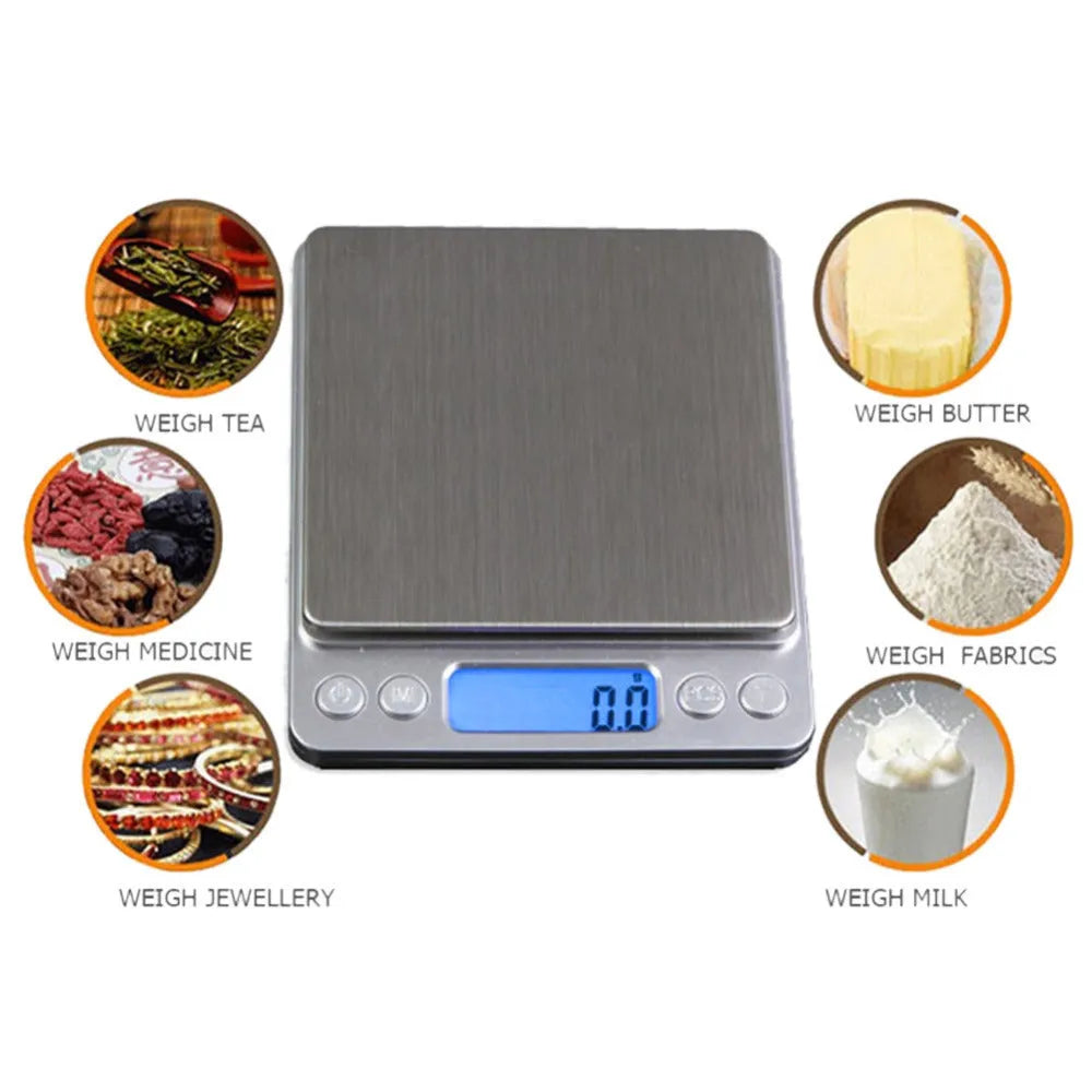 Household food portable mini pocket scale 1kg 0.1g with stainless steel pan and LED blue backlit display