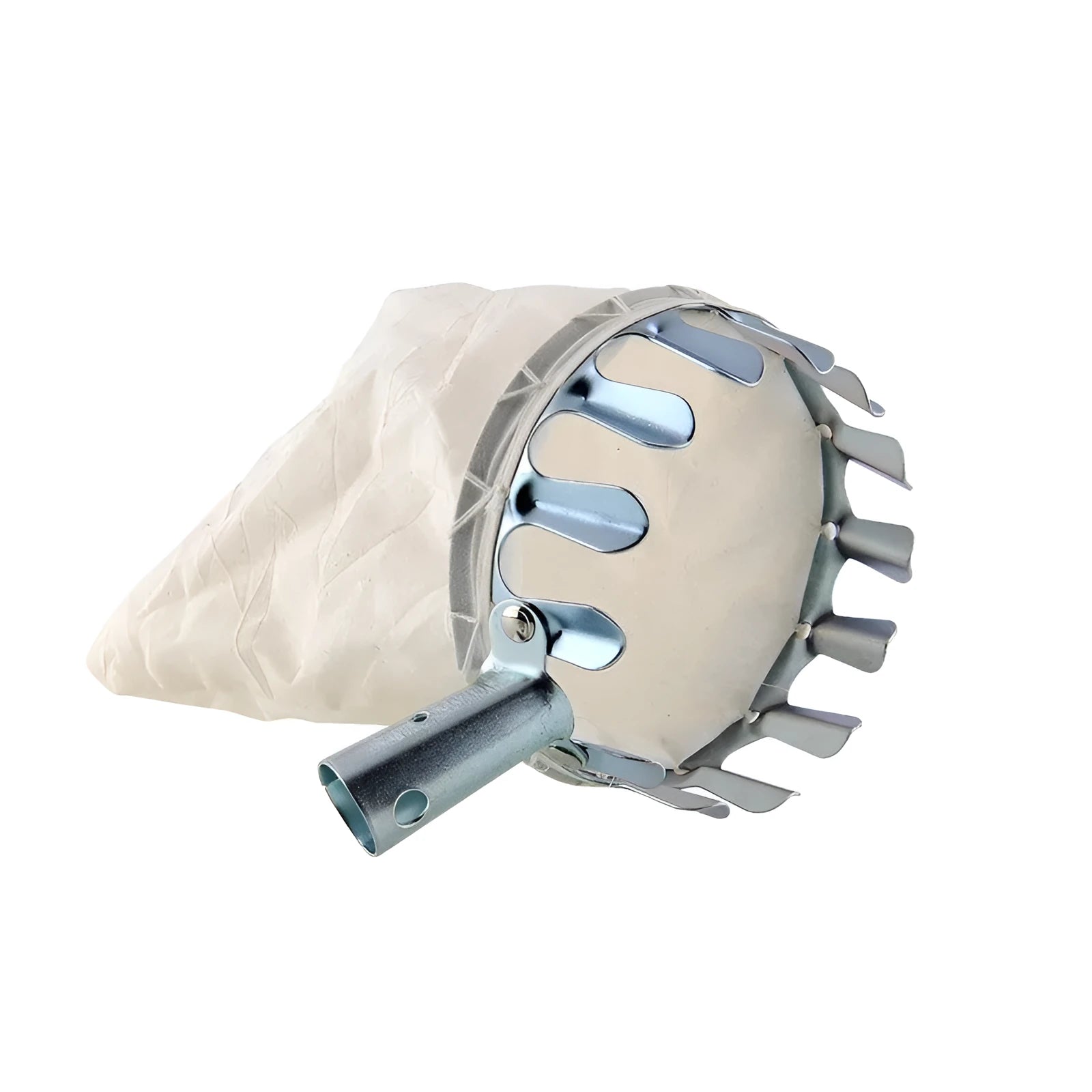 Fruit picker basket catcher tool with steel frame and cloth bag for garden fruit harvesting