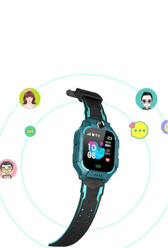 Z6 Q19 children's smartwatch in green showing touch screen and wrist strap