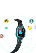 Z6 Q19 children's smartwatch in green showing touch screen and wrist strap