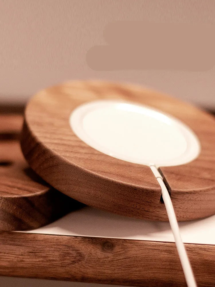 Walnut wood magnetic wireless charger bracket base with floor-standing design