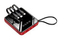 Four-cable digital display power bank showing battery percentage with LED flashlight