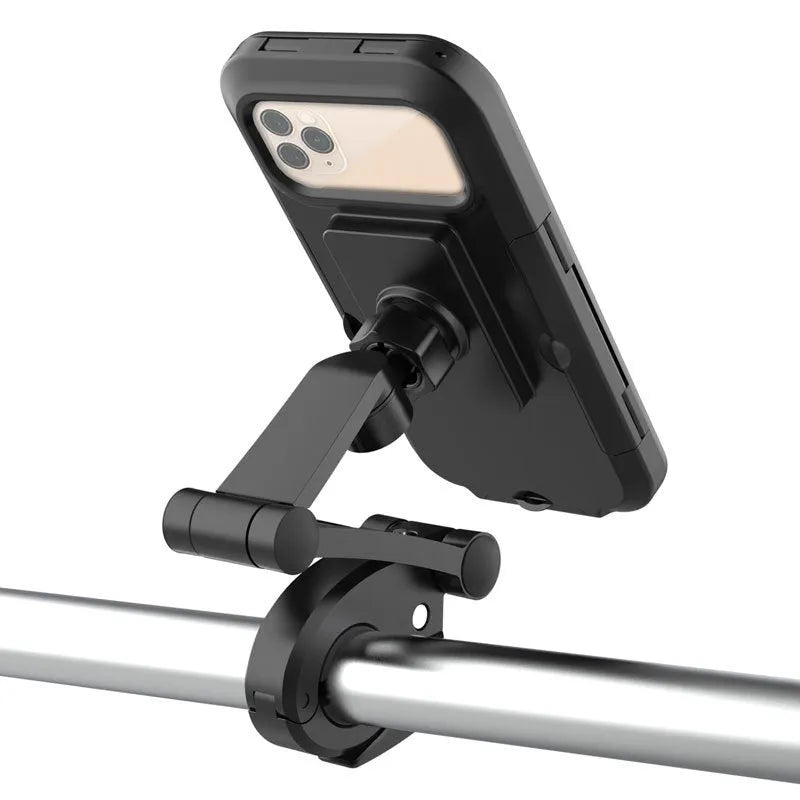 Black universal lazy bracket bicycle motorcycle phone holder for 4 to 6.7 inch smartphones waterproof outdoor use
