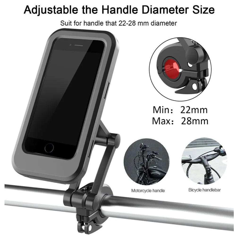 Black universal lazy bracket bicycle motorcycle phone holder for 4 to 6.7 inch smartphones waterproof outdoor use