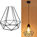 Black Nordic retro hanging chandelier with adjustable height, showing iron construction and geometric design.