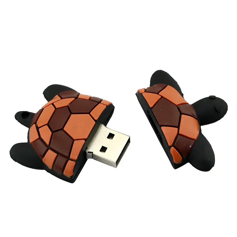 Creative Cartoon Turtle USB Flash Drive in green plastic casing with USB connector exposed