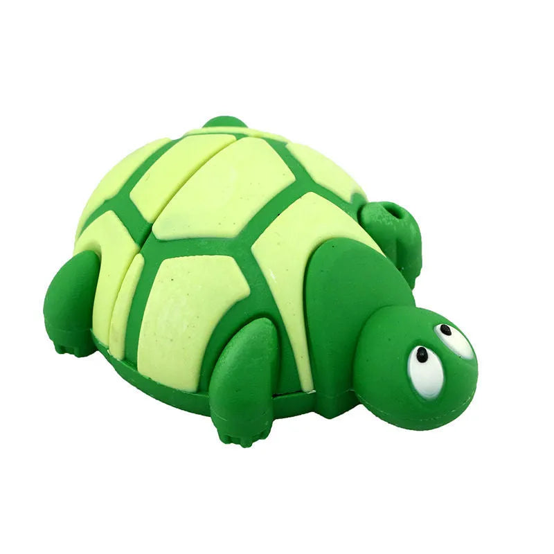 Creative Cartoon Turtle USB Flash Drive in green plastic casing with USB connector exposed