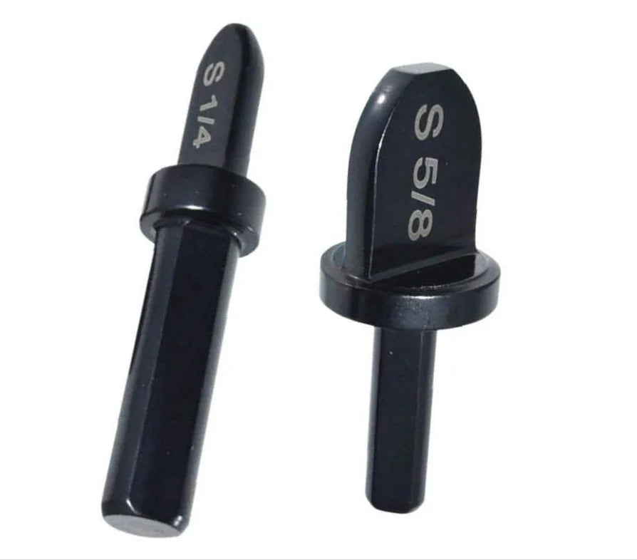 Six-piece electric tube expander set in stainless steel with black finish, sizes 7/8 to 1/4 inch, for copper pipe connection.