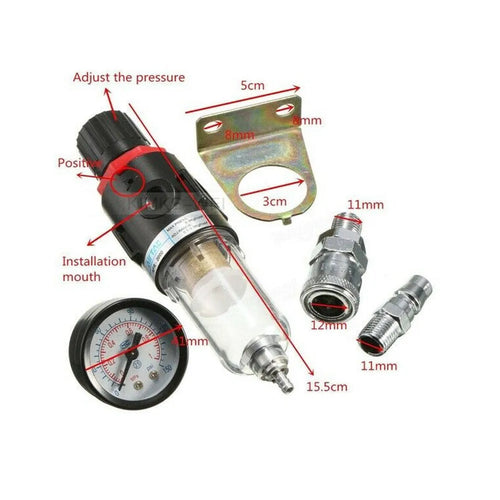 Air compressor filter regulator with pressure gauge and 1/4 inch connector