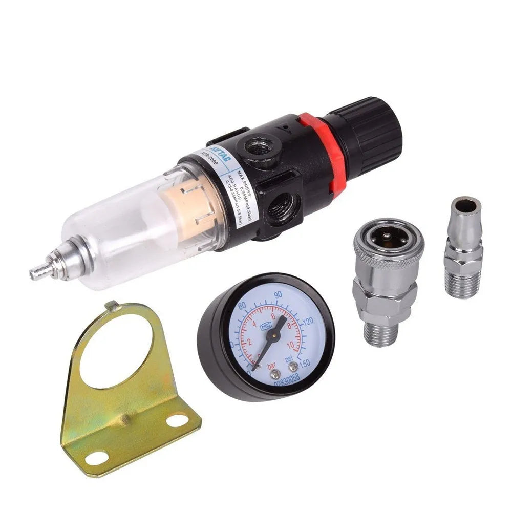 Air compressor filter regulator with pressure gauge and 1/4 inch connector