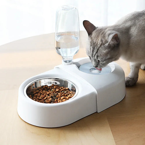 Anti-overturning plastic cat bowl in white for pet feeding
