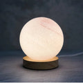 Nordic style glass shade table lamp with metal base in chosen colour, powered by a USB cable.