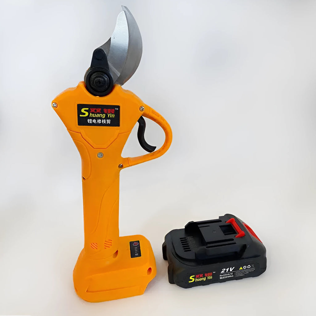 Handheld electric pruning shears for fruit tree branches with lithium battery pack