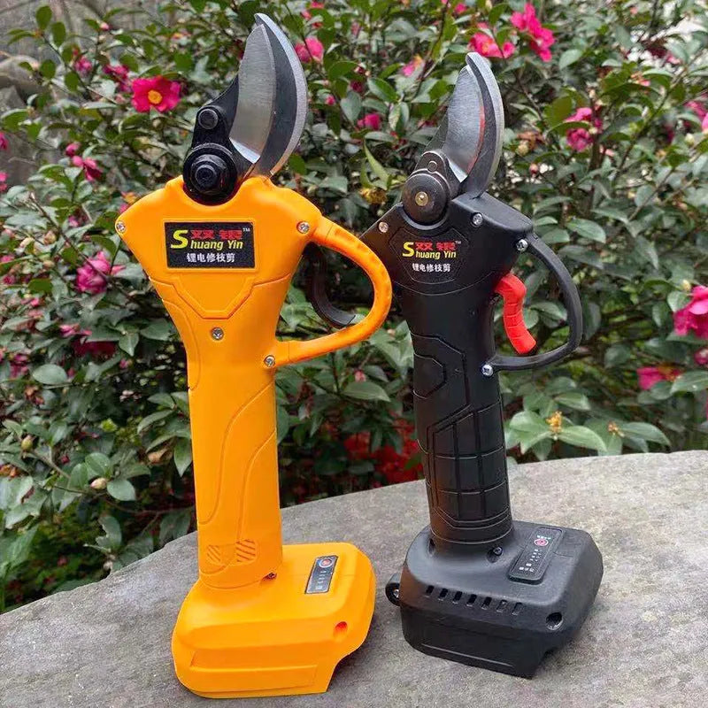 Handheld electric pruning shears for fruit tree branches with lithium battery pack