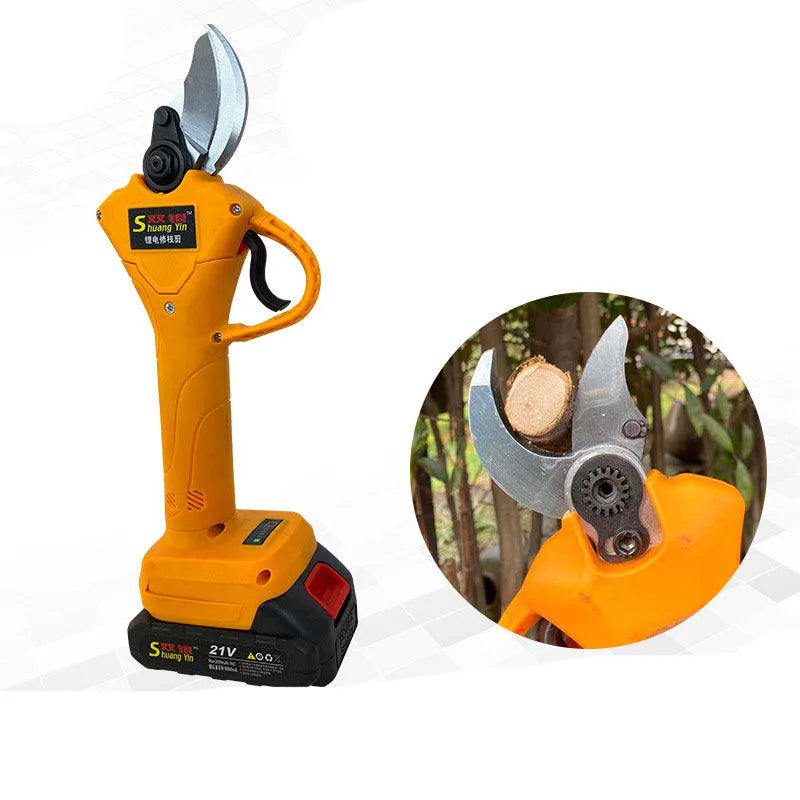 Handheld electric pruning shears for fruit tree branches with lithium battery pack