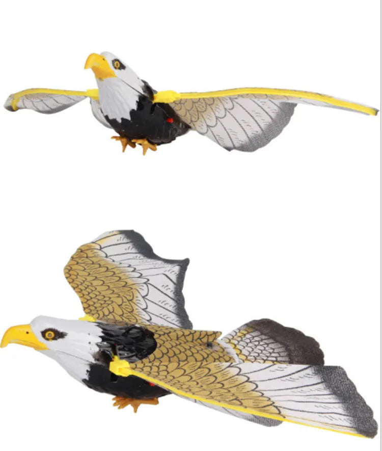 Plastic simulation bird cat toy hanging from ceiling with rotating mechanism, 25cm or 43cm variant