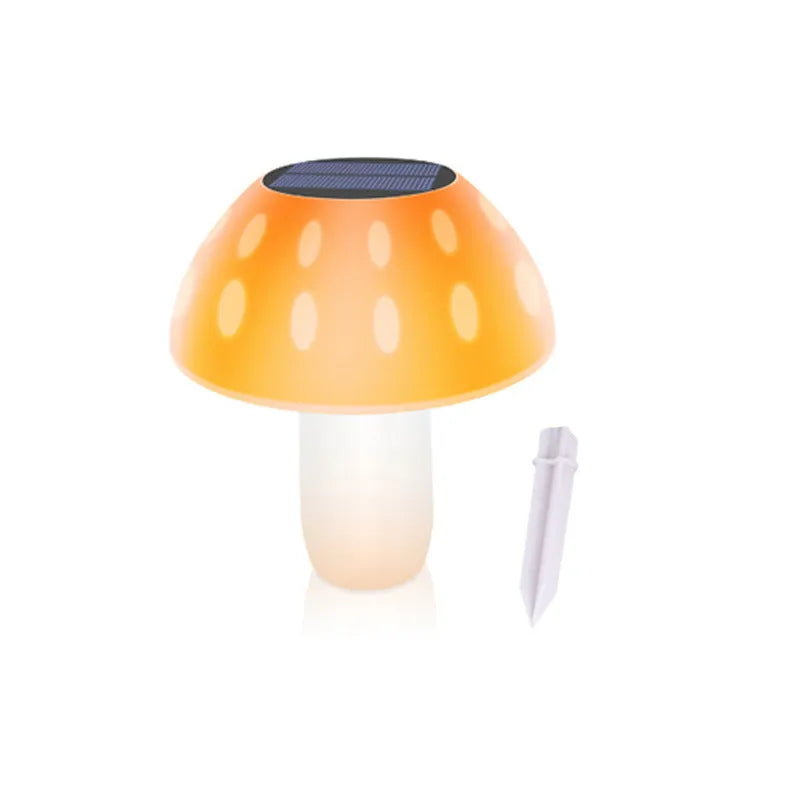 Solar mushroom ground plug light for garden landscape illumination