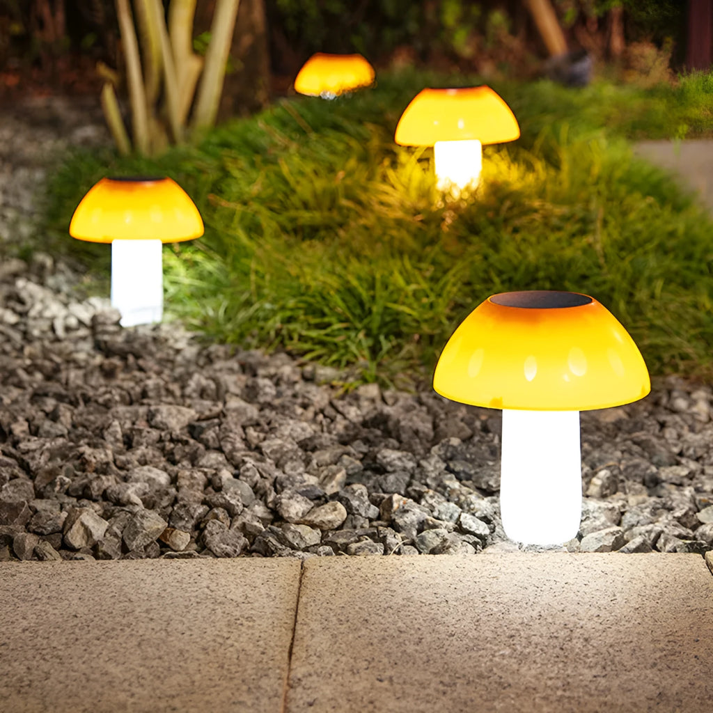 Solar mushroom ground plug light for garden landscape illumination