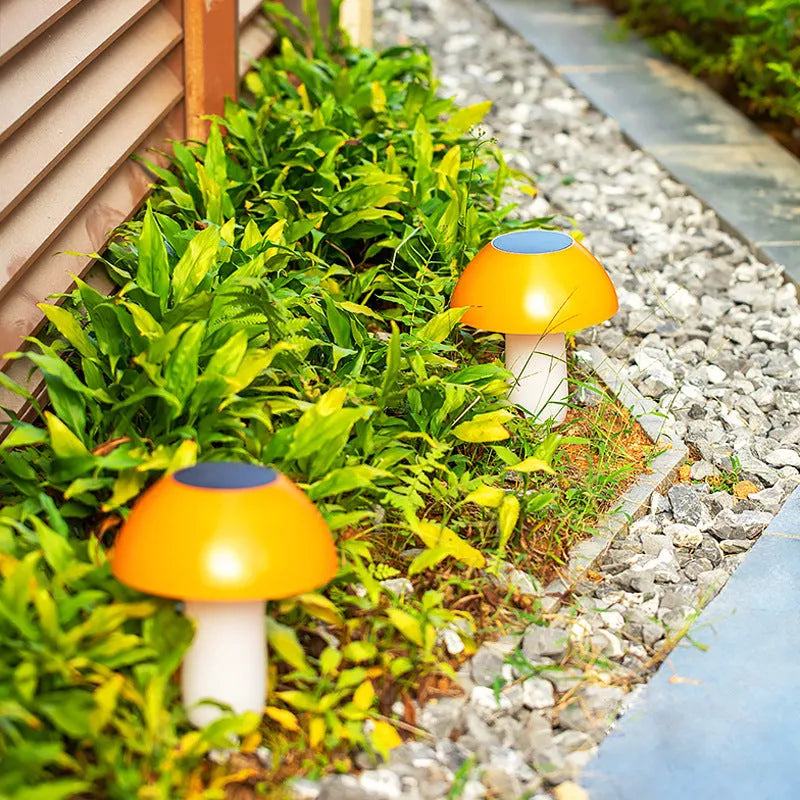 Solar mushroom ground plug light for garden landscape illumination