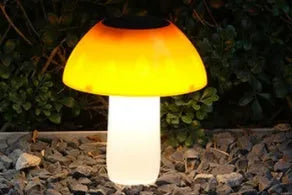 Solar mushroom ground plug light for garden landscape illumination