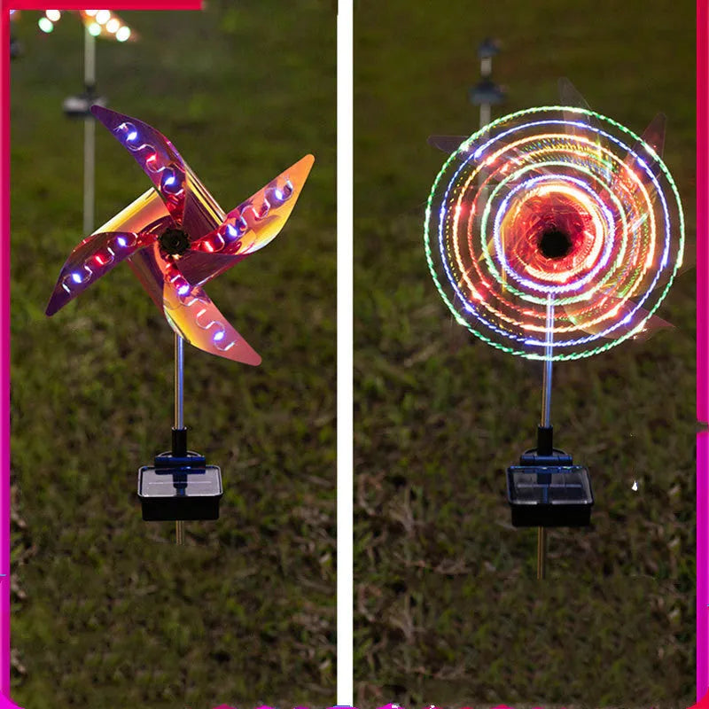 Solar windmill garden light with 32 LEDs, rotating windmill design and built-in solar panel for outdoor decoration