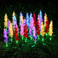 Solar LED violet lawn light with ABS housing and stainless steel pole for outdoor garden use