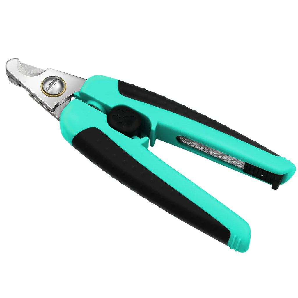 Pet brush retractable hair removal comb with stainless steel needles and TPR handle in lake blue