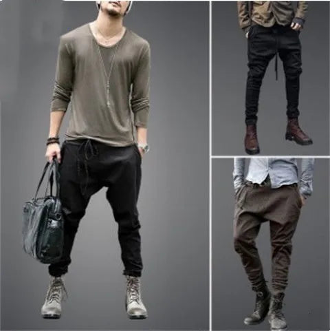 Men's black jogger sweatpants with loose fit and tapered leg design