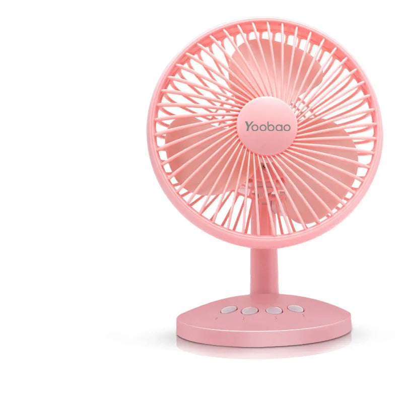 Shaking head small desktop fan, USB power, plastic blades, piano button switch, blue navy blue or pink
