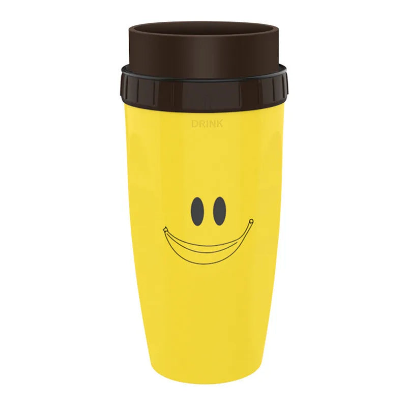 Double wall insulated travel mug with twist top silicone seal showing straw accommodation
