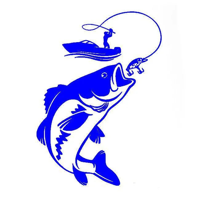 Waterproof fishing car sticker in black PET material on a car panel