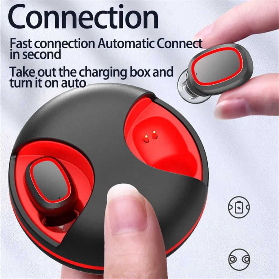 Private Mode Binaural Wireless Bluetooth Headset in Black with battery display and earplug design