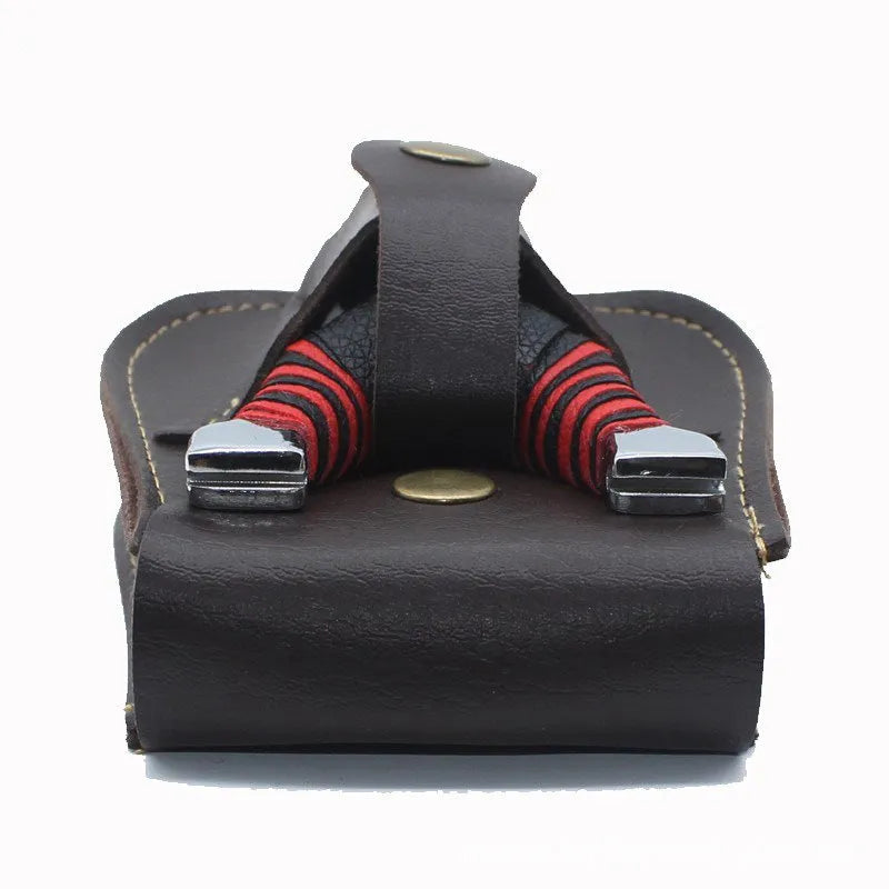 Slingshot leather belt bag with steel balls for outdoor hunting use