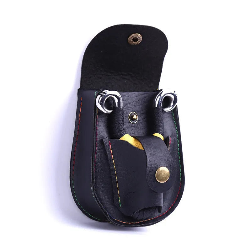 Slingshot leather belt bag with steel balls for outdoor hunting use