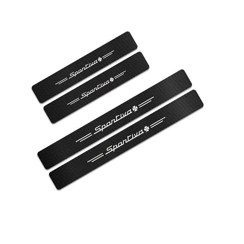Carbon fibre car threshold strip for Alfa Romeo door sill protection with two sections 60cm x 7cm and 40cm x 7cm