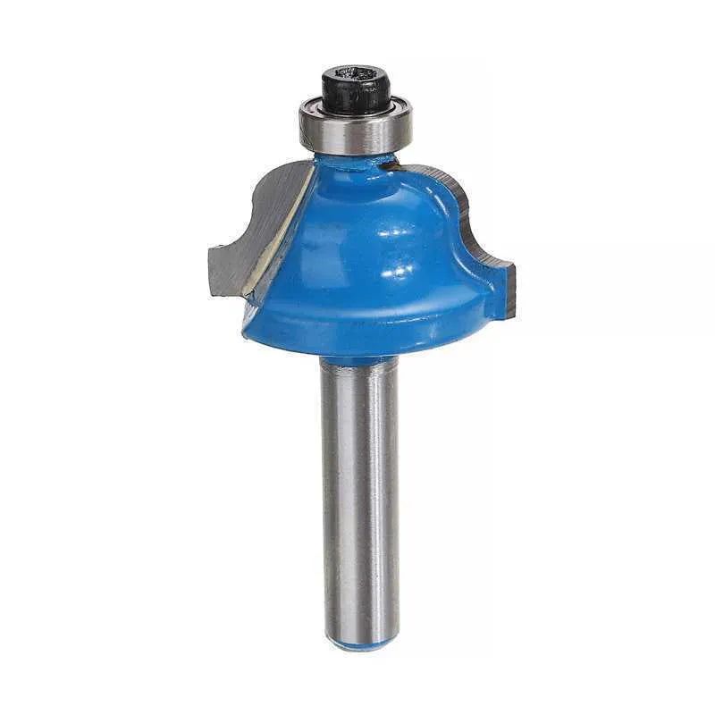 5-piece woodworking milling cutter set with red, yellow, black, and blue colour-coded handles