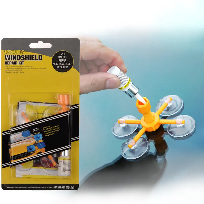 2ml yellow auto glass repair fluid bottle with broken glass corrector for windshield crack repair