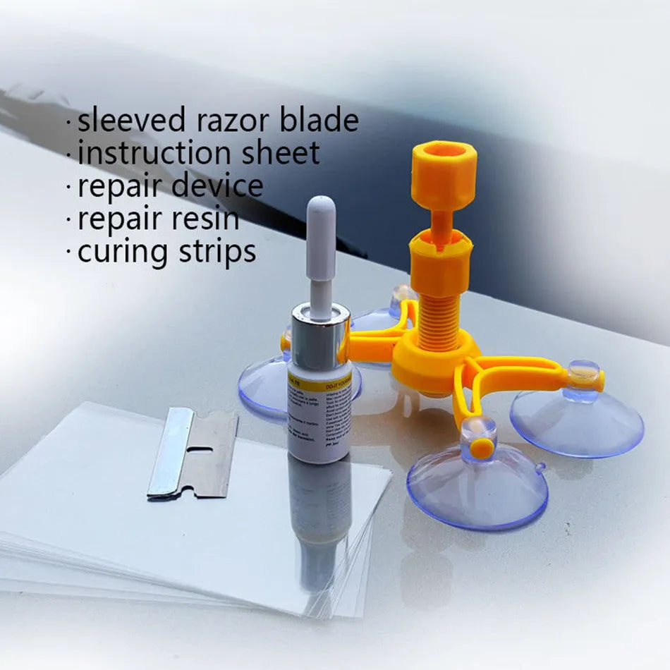 2ml yellow auto glass repair fluid bottle with broken glass corrector for windshield crack repair