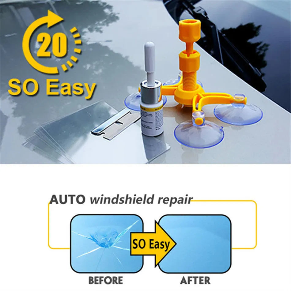 2ml yellow auto glass repair fluid bottle with broken glass corrector for windshield crack repair