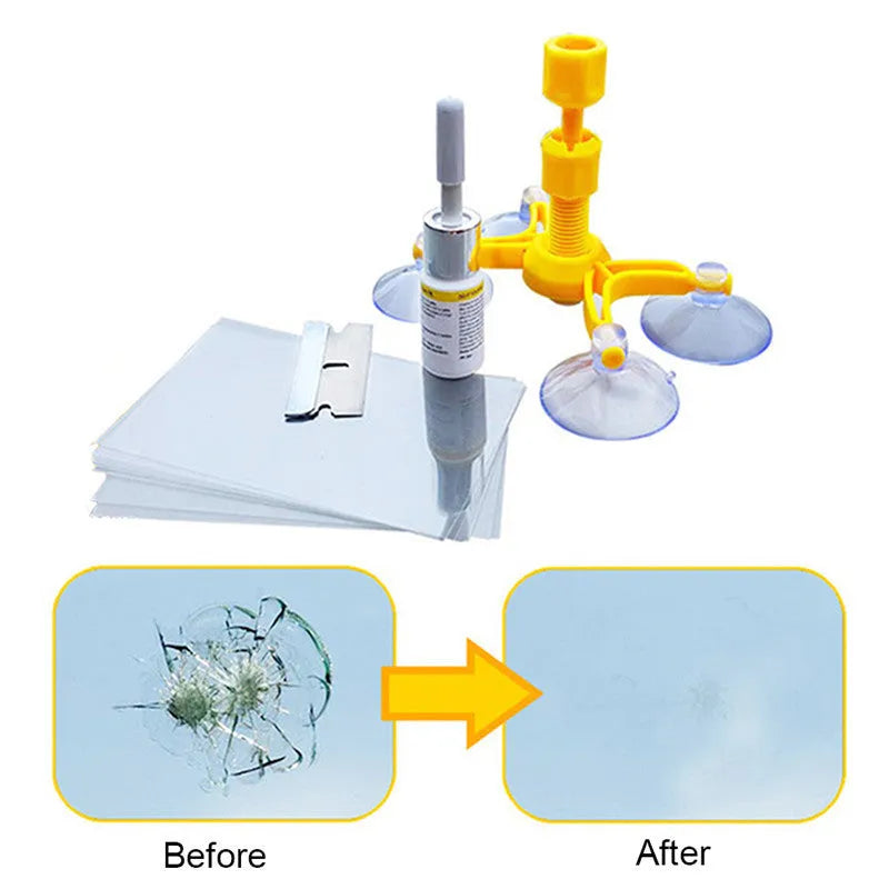 2ml yellow auto glass repair fluid bottle with broken glass corrector for windshield crack repair