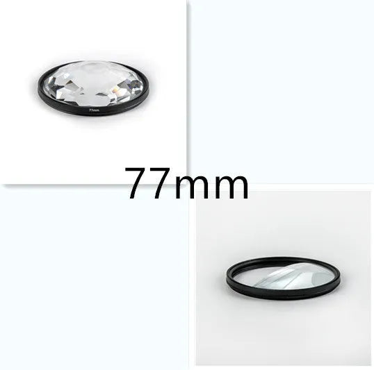 77mm half moon mirror split focus filter for SLR cameras with microfibre cloth and storage bag.