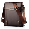 Men's medium black PU leather casual shoulder bag with square shape and single strap