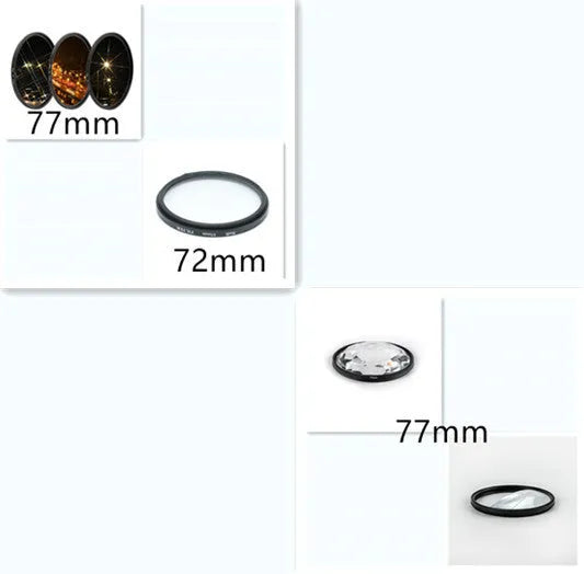 77mm half moon mirror split focus filter for SLR cameras with microfibre cloth and storage bag.